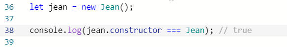 Accessing constructor on jean gives us the constructor function that created it
