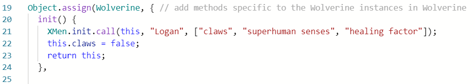 The init method of the Wolverine object